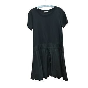 See by Chloe Black T-Shirt Mini Dress Size Small Short Sleeve Round Neck Pockets